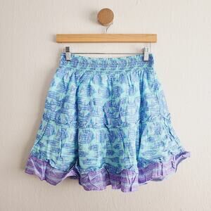 Vineyard Vines Tanga Fish Smocked Mini Skirt Crystal Blue Tiered Ruffle NWT M